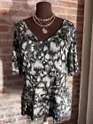 New! Rock & Republic Women’s Soft Knit Blouse Lace Sleeve Black Mauve Top XL