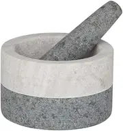 Davis & Waddell DES0187 Akin Granite/Marble Mortar & Pestle, Beige/Grey