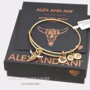 Authentic Alex and Ani Spirited Skull Rafaelian Gold Expandable Charm Bangle