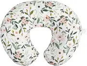 Boppy Nursing Pillow and Positioner—Original | Pink Garden Flowers | Breastfeeding, Bottle Feeding, Baby Support | with Removable Cotton Blend Cover | Awake-Time Support, 20x16x5.5 Inch (Pack of 1)