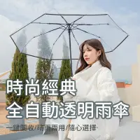 在飛比找PChome24h購物優惠-OMG 時尚透明雨傘 加厚折疊三折傘 自動開合傘 IG熱門雨