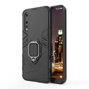 2PCS PC + TPU Shockproof Protective Case for Huawei P20 Pro, with Magnetic Ring Holder (Black)
