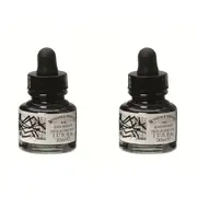 2x Winsor & Newton 30ml Liquid Indian Ink Bottle Art Calligraphy Drawing Black
