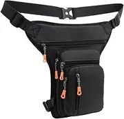 Lljsszr Men Waist Bag Hip Pack Drop Leg Bag Fanny Pack with Adjustable Strap Hip Pouch Casual Thigh Bag Crossbody Bag for Jogging, Side Zipper Black