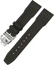 [NGALJJ] 20mm 21mm Nylon Genuine Leather Watch Band for IWC PORTOFINO PILOT'S WATCHES IW3777 Green Blue Black Cowhide Strap