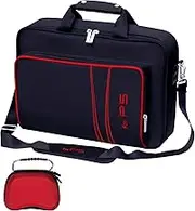 omarando Gaming Console Carrying Case,Compatible with PS5 or PS5 Slim,Travel Carrying Bag for Game Controller and Accessories,Included Controller Protective Box (Black-Red)