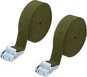uxcell 1" x 18 ft Lashing Strap with Buckles, 2 Pcs Cam Buckle Tie Down Straps Adjustable Heavy Duty Secure Cinch Straps Up to 551 lbs for Cargo Kayak Bicycles, Army Green