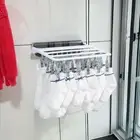 Wall Mounted 24 Clips Clothes Hanger Plastic Cloth Drying Rack Socks