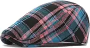 [Qianuer] Denim Newsboy Hats Adjustable Ivy Flat Cap Gatsby Cabbie Driving Hat for Men Women