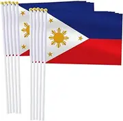 the Philippines Handheld Small Flag Set,10 PCS 5×8 Inch Mini Filipinos Hand Held Banner,Tiny Digital Printed Polyester Banner