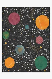 275' x 365' | Machine Washable Runner Rug | Kid & Pet Friendly | Indoor Rug | Outer Space Black Rug | Ruggable