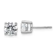 14k White Gold 2 ctw Lab Grown Diamond VS/SI+ G+ Round 4 Prong Heavy Wt. Stud Earrings