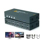 HDMI KVM Switch 4 Computers 2 Monitors,USB3.0 4 Port Dual Monitors Switch for...