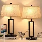 Set of 2 Touch Control Table Lamps with 2 USB Ports, 3-Way Dimmable Bedside Nigh