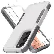 CBUS Case Cover + 2 Glass Screen Protectors for Samsung Galaxy S23 (White/Gray)