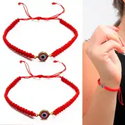 2 Evil Eye Hamsa Nazar Macrame God Hand Kabbalah Bracelet Lucky Red String Gift