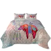 Native American Art Painted Dream Catcher and Bear Coverlet