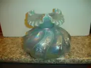 FENTON BLUE PAISLEY CARNIVAL HAND PAINTED Student Lamp SHADE, NEW LABEL