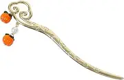Harosekan Classic Metal Hair Sticks for Women, 17.5cm, Pack of 1, Thick & Long Hair, Gold, White, Orange, Solid, Bow, Bead, Charm, Women's Hair Clip