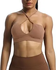 [Aoxjox] Women's Workout Sports Bras Jamie Deep V Fitness Backless Padded Training Gym Bra Yoga Crop Tank Top