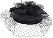 [BESPORTBLE] Elegant Tea Party Hat Women's Bridal Fascinator Headband for Wedding Birthday Cosplay Stage Lightweight Removable Hair Clip Black