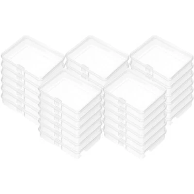 30 Pcs Plastic Storage Container Transparent Boxes with Hinged Lid Mini Jewelry