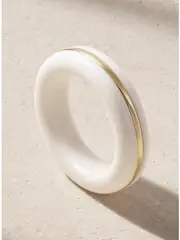 [By Pariah] By Pariah - The Essential Stacking 14-karat Recycled Gold Agate Ring - White - 52 52 White