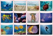10 pieces home art under water fish sealife wall hanging tapestries