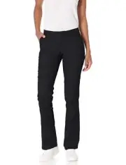 Dickies Women's Flat Front Stretch Twill Pant Slim Fit Bootcut, Black, 24 R