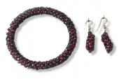 Natural Ruby Red Garnet Bracelet & Earring Set Garnet Rhinestones Jewelry