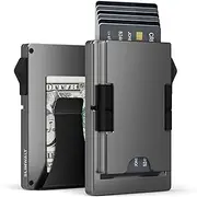 [Slimwalt] Men's Card Holder for 18 Cards, Slim Wallet with RFID Protection, Pop-up Credit Card Holder, Card Holder with Coin Compartment and Money, Card Holder, Card Holder, Smart Card Slot (Black),