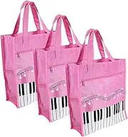 GRIRIW 3 Pcs Piano Music Bag Piano Key Handbag Reusable Shopping Tote Bag Book Shoulder Tote For Music Teacher Student Girls Present