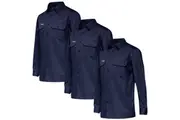 3 x Hard Yakka Mens Core Lightweight Vented Cotton Drill Work Shirt Y04630 - Navy
