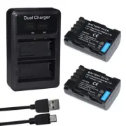 7.2V Battery /Dual USB LCD Charger for Panasonic DMW-BLF19 BLF19E & Lumix DC-G9