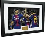 12x8 FC Barcelona Luis Suarez Lionel Messi Ousmane Dembele Signed Autographed Photo Photograph Picture Frame Soccer A4 Gift