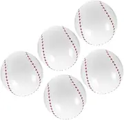 JUMPLAWN 5 Pcs Inflatable Baseball Beach Ball Beach Inflatable Baseball Beach Inflatable Balls Summer Party Beach Ball Baseball Inflatable Baseball Sports Balls Summer Pool PVC White