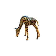 Drinking Giraffe Handmade Painted Leather Statue