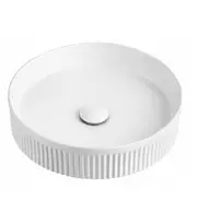 410*410*100mm SUN Gloss White Ceramic Round Fluted Counter Top Basin