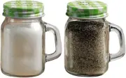 Circleware Moondance Mason Jar Salt and Pepper Shakers with Green and White