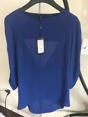 Bcbgmaxazria blue top opened back XXS