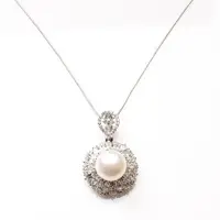 在飛比找ETMall東森購物網優惠-【寶石方塊】天然珍珠項鍊-925銀飾-高貴優雅