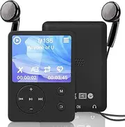 MP3 Player with Bluetooth 5.2, 32GB Memory, Ultra Slim Music Player with 1.8 Inch Screen, Speaker, FM Radio, Video, Voice Recording, E-Book Reader, for Sports and Travel
