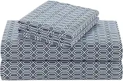 Comfort Spaces 100% Cotton Sheets Queen, Breathable, Naturally Cool Cotton Sheets, Soft Cotton Bed Sheets with 14" Elastic Pocket Fits up to 16" Mattress, All Seasons Sheet Set, Diamond Blue 4 Piece
