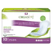 Organyc Light Incontinence Pads for Bladder Leaks Extra- 10 Pack