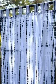 2 Panel Curtains Set Black White Shibori Tie Dye Window Treatment Curtain Drapes
