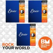 3 x Elixir 12052 Electric Guitar Strings Nanoweb Light 10-46 E-NW-L