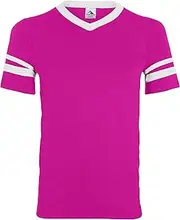 [Augusta Sportswear] Men's XX-Large Sleeve Stripe Jersey, Power Pink/White, Power Pink/White, Small