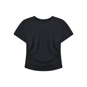 Short-Sleeve Round Neck Plain Crop Slim Fit Tee / High Rise Plain Maxi A-Line Skirt T-Shirt - Black - One Size