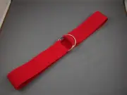 Red canvas stretch elastic belt silver loops 2" wide adjustable
