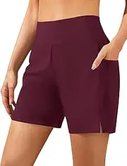 [Holipick] Women's 5" Swim Shorts for Women High Waisted Board Shorts Quick Dry Running Shorts with Pockets Liner UPF 50+